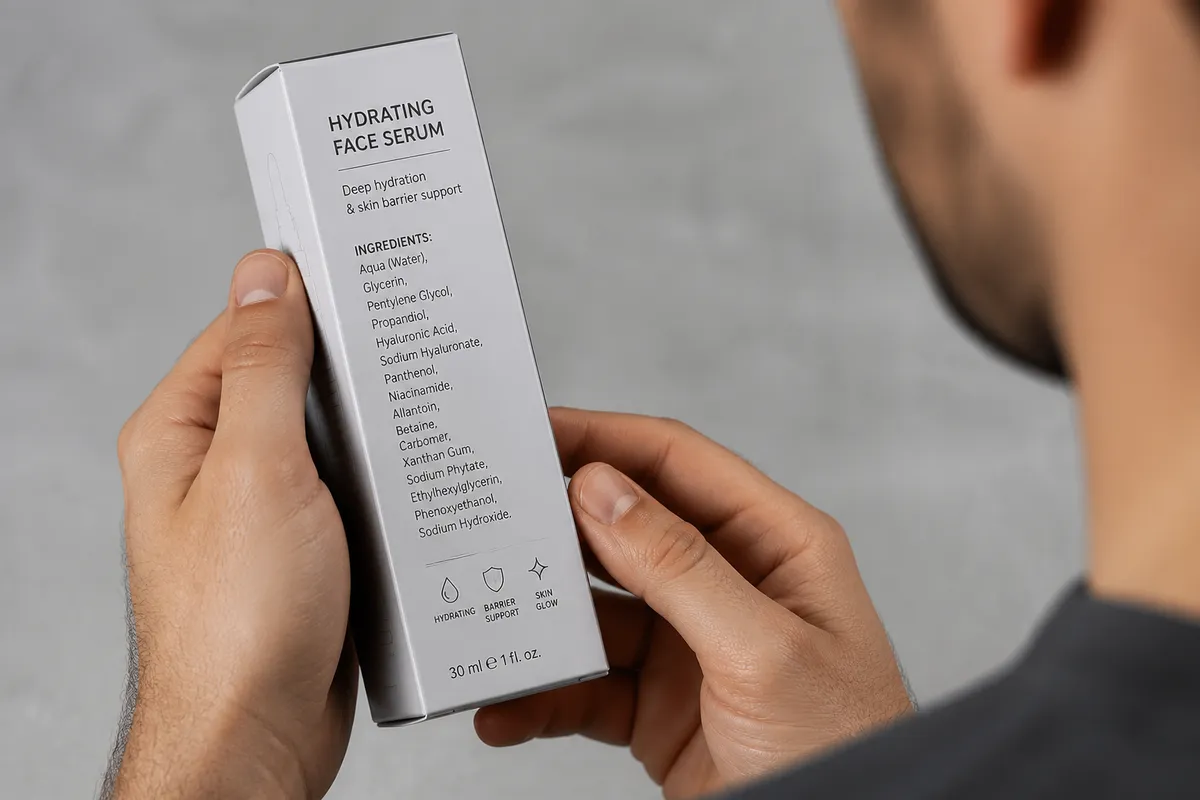 citit etichete produse cosmetice bărbați ingrediente