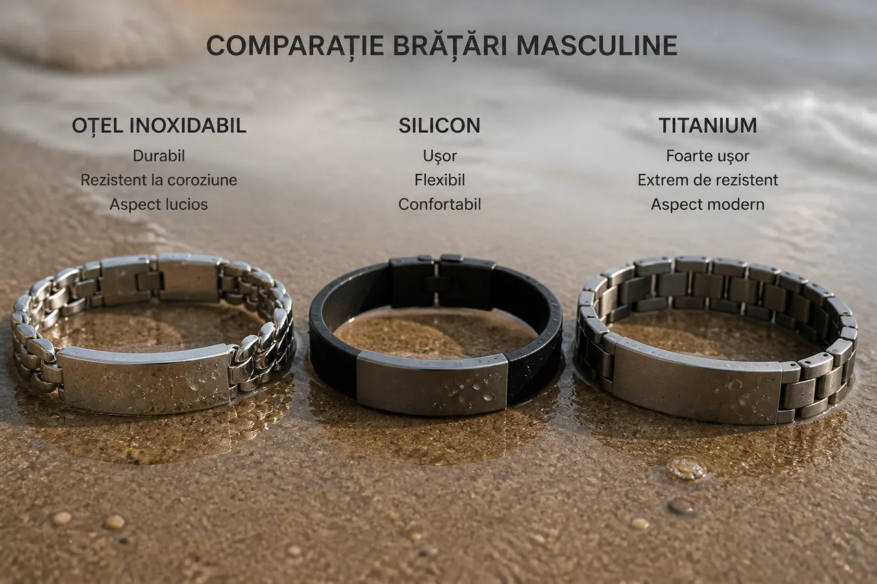 materiale bijuterii masculine rezistente apă nisip