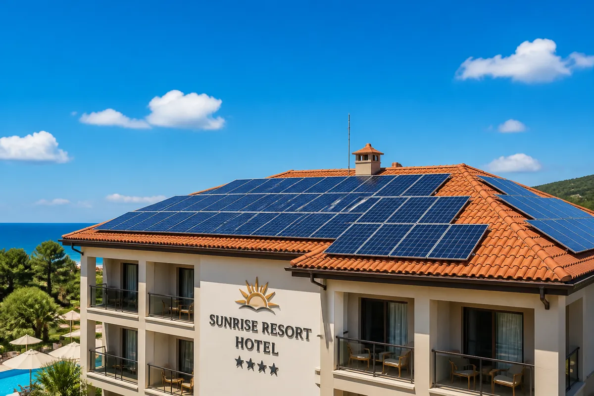 panouri solare hotel stațiune vară turism