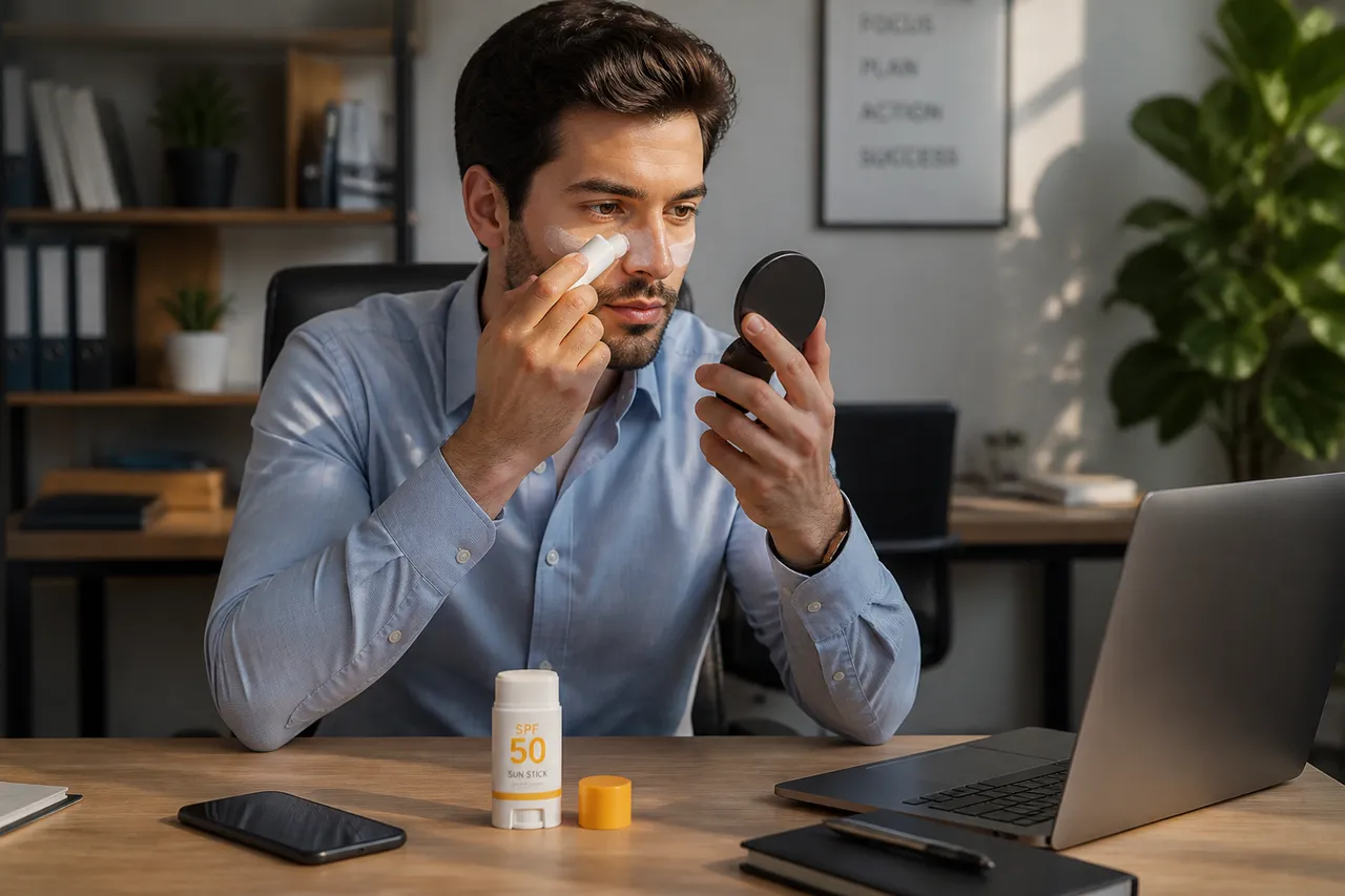 reaplicare SPF stick pe față în timpul zilei