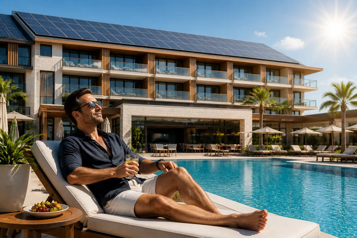 turist bărbat hotel solar piscină vară