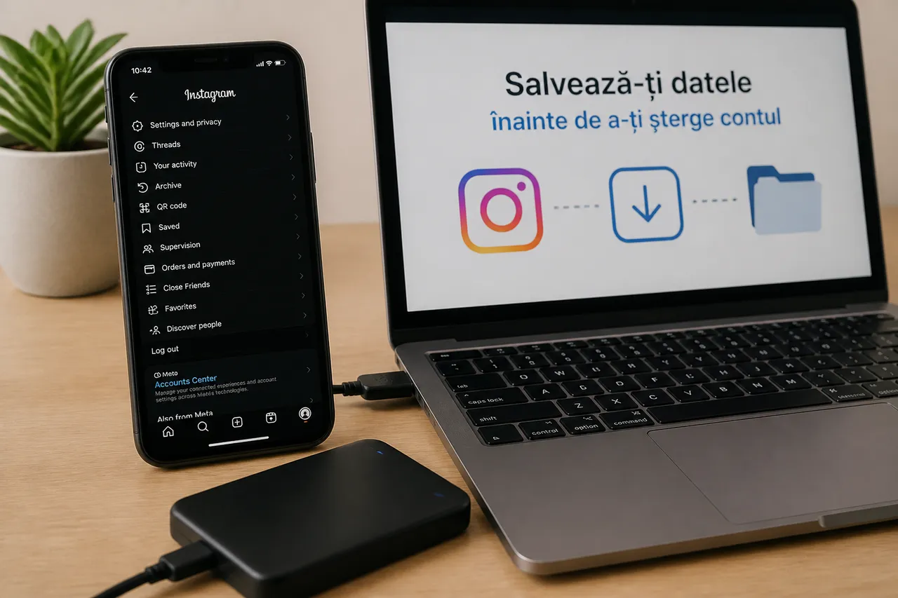 backup date Instagram înainte de închiderea contului