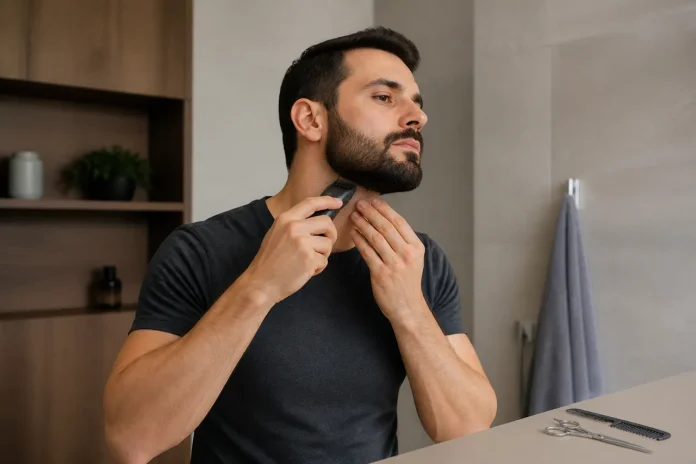 Foarfeca sau trimmerul pentru o barbă scurtă și medie